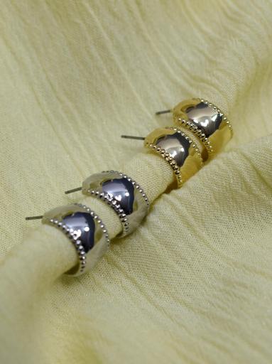 pendientes aro acero dorado acabado brillante cierre de tuerca [1]