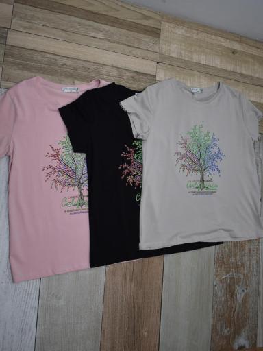 Camisetas curvy manga corta con estampado de árbol multicolor disponibles en varios colores barata [1]