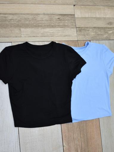 top mujer negro manga corta básico ajustado verano [3]