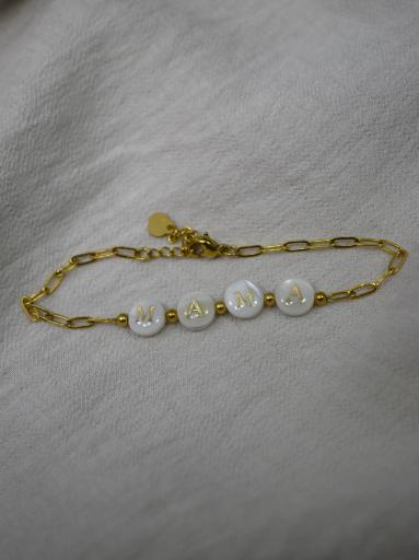 pulsera mama acero letras blanca personalizada [0]