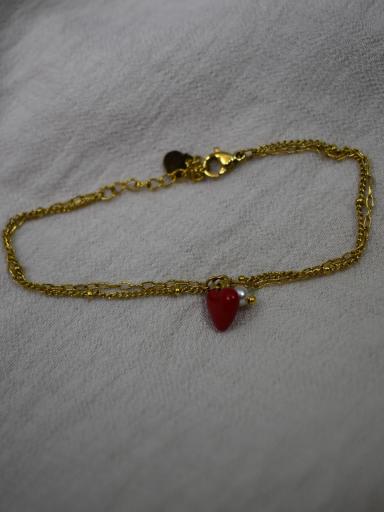 pulsera acero dorado con corazon rojo mujer [2]