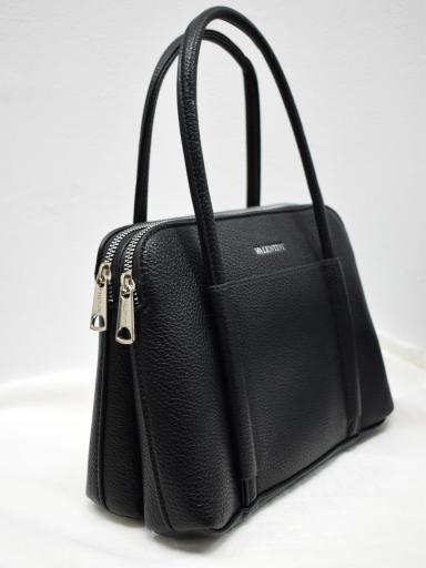 Bolso negro mujer elegante con doble cremallera y asas rígidas [1]