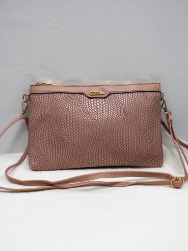 Bolso rosa trenzado mujer mano y bandolera con cremallera [0]