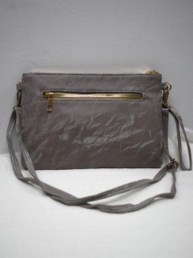 Bolso gris mujer con diseño geométrico y correa bandolera [2]