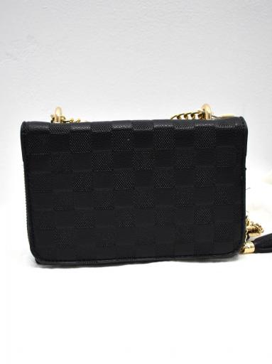 Bolso negro mujer con textura grabada y diseño elegante [1]