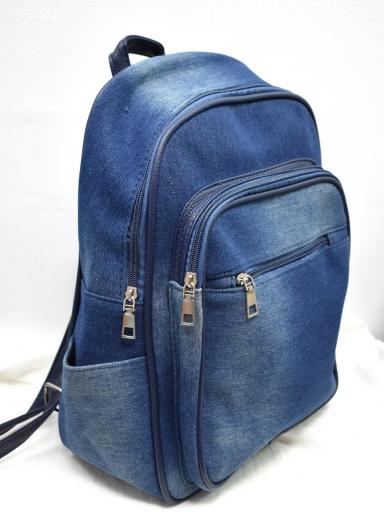 Mochila vaquera azul oscuro mujer con bolsillos y cremalleras [1]