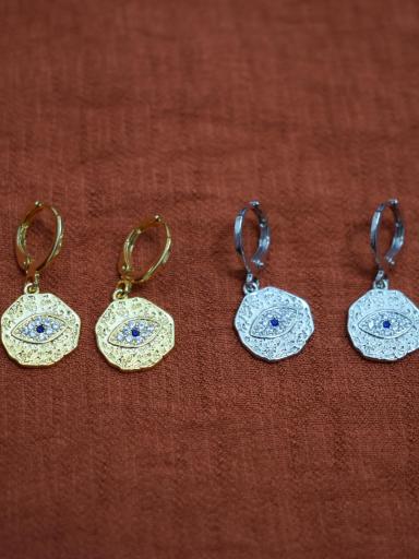 Pendientes plateados de acero con colgante de ojo turco [0]