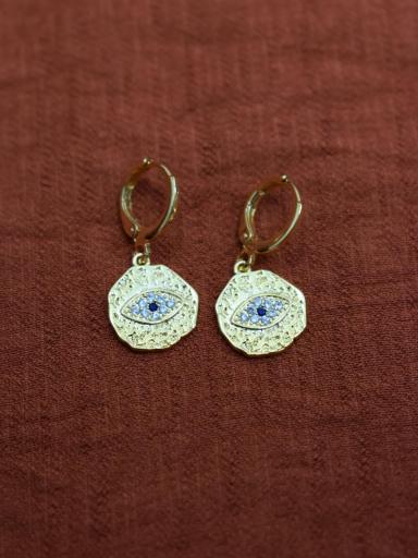Pendientes dorados de aro con ojo turco y detalle brillante [1]