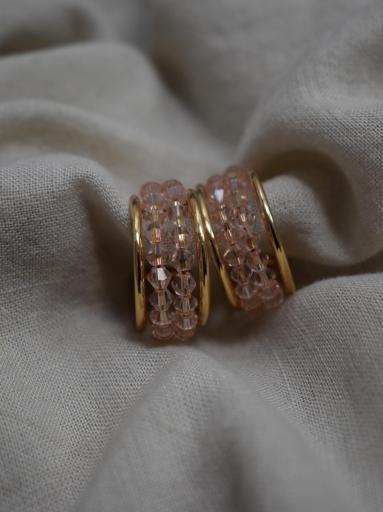 Aros dorados modernos con cristales rosas brillantes [0]