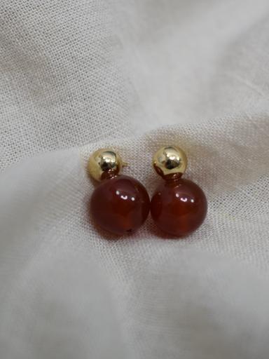 Pendientes ligeros de doble bola en dorado y marrón [0]