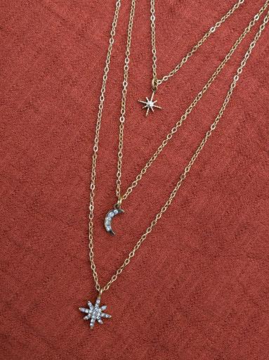 Collar triple con luna y estrellas brillantes [2]