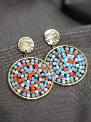 Pendientes acero dorado mujer | Piedras coloridas al mejor precio