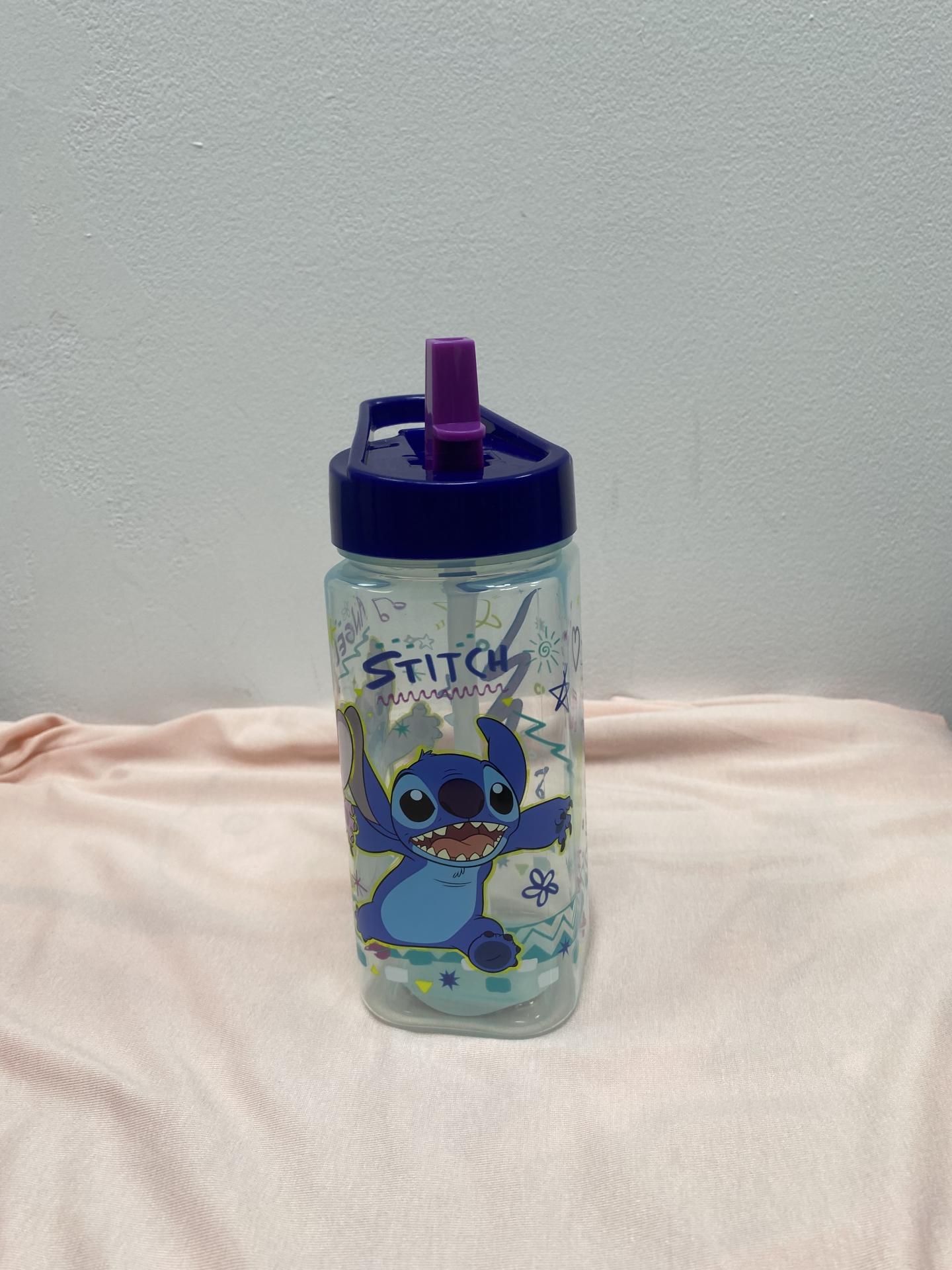 Botella infantil Stitch con pajita abatible