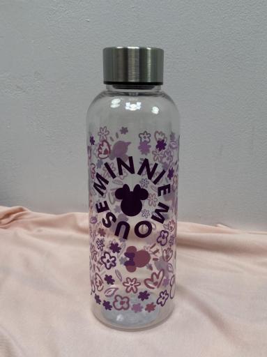 Botella Minnie 850 ml transparente con flores moradas [1]