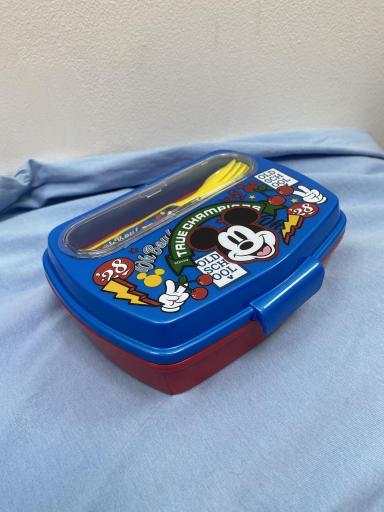 Fiambrera azul de Mickey con tenedor y cuchara [2]