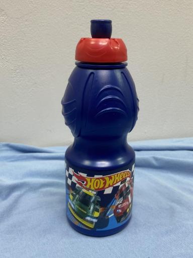 Botella Hot Wheels oficial infantil de 400 ml azul y roja