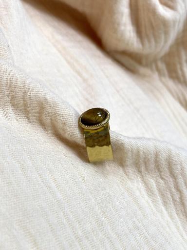 Anillo de acero dorado ajustable con ojo de tigre [2]