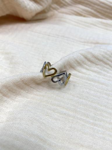 Anillo de acero con corazones dorados y plateados [1]