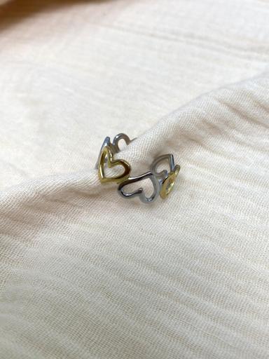 Anillo de corazones bicolor ajustable para mujer [2]