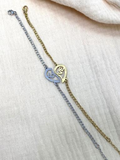 Dos pulseras de corazón a juego dorada y plateada [1]
