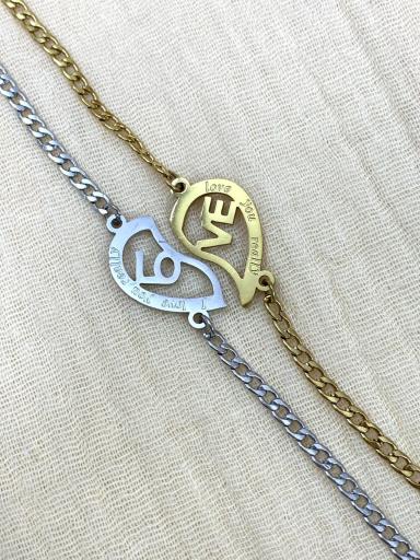 Pack de dos pulseras de corazón LOVE de acero dorada y plateada [0]