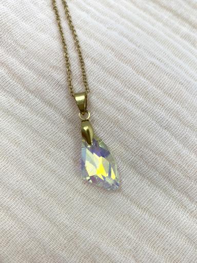 Collar de acero dorado con cristal holográfico facetado [1]