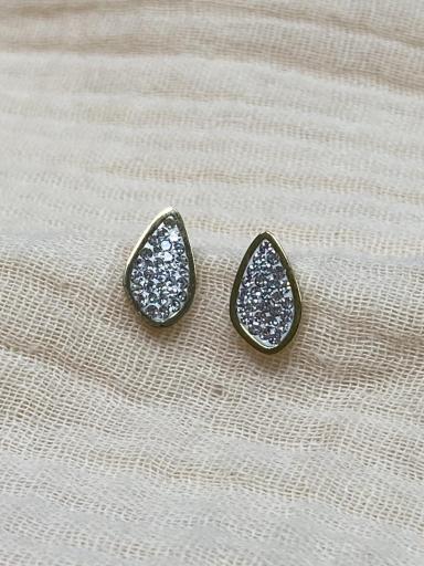 Pendientes de acero dorado con forma de lágrima y brillos [2]