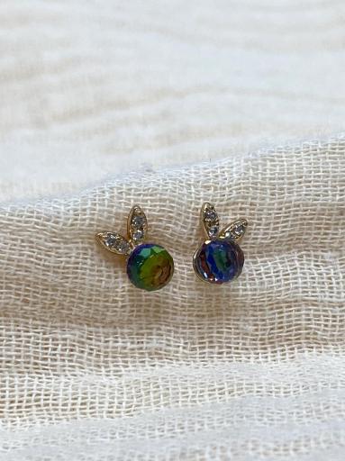 Pendientes pequeños dorados con cristal de colores [1]