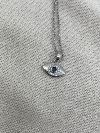 Collar de acero con ojo y cristal verde central [2]