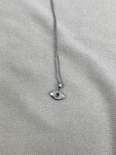 Collar ojo plateado con cristal verde para mujer [3]