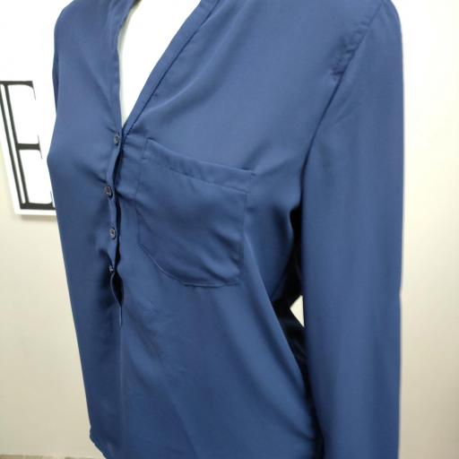 Camisa mujer vestir azul zara
