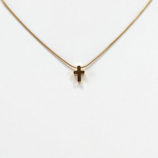 collar dorado cruz de mujer  [1]