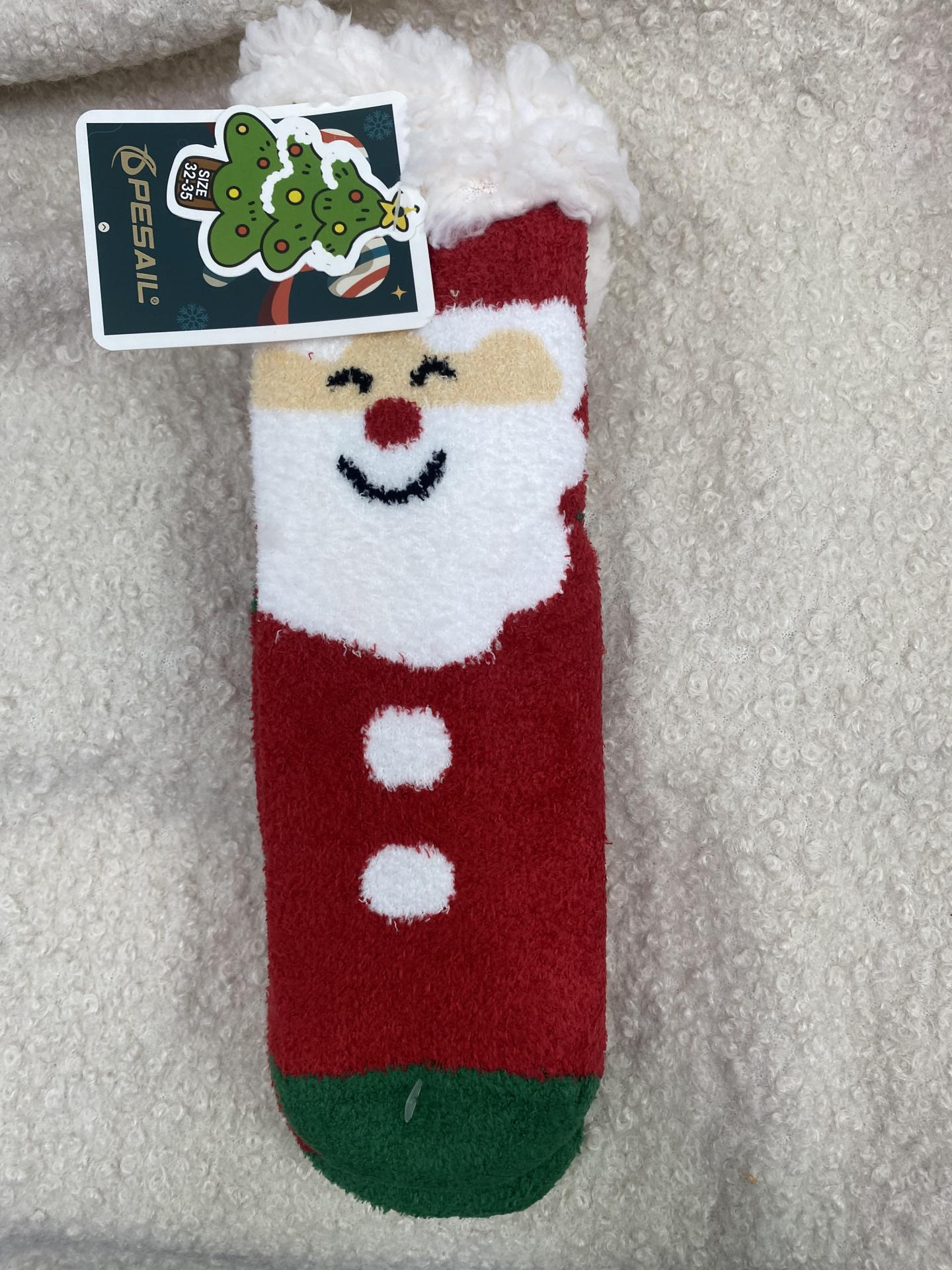 Calcetines navideños infantiles con diseño de Papá Noel en talla 32-35.