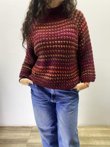 Jersey ancho estampado multicolor de punto con corte holgado [0]