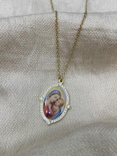 Collar de acero inoxidable con colgante de la Virgen y cadena ajustable [0]