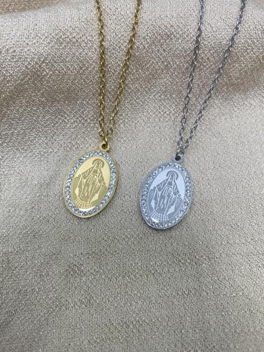 Collar de acero inoxidable con colgante de la Virgen y cadena ajustable [0]