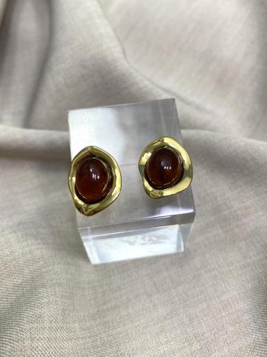 Pendientes dorados con piedra efecto ámbar elegante