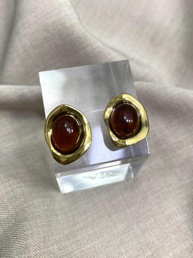 Pendientes dorados con piedra efecto ámbar elegante [1]