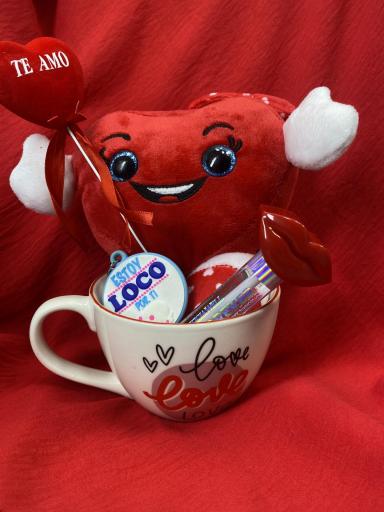 Regalo romántico con tazón Love y peluche corazón [1]