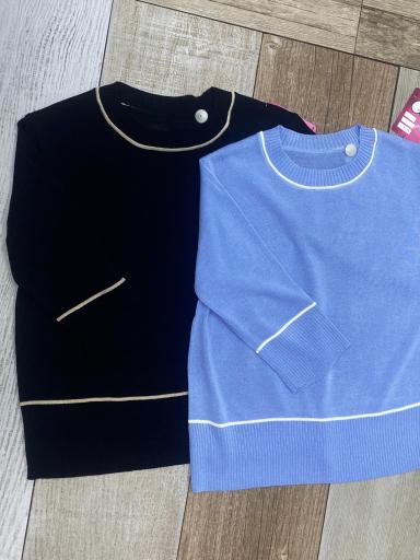 jersey punto negro mujer cuello redondo bicolo [2]