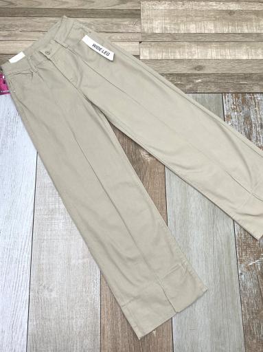pantalon ancho mujer beige tiro medio elegante [1]