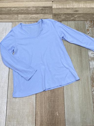 Camiseta azul manga larga algodón mujer barata [2]