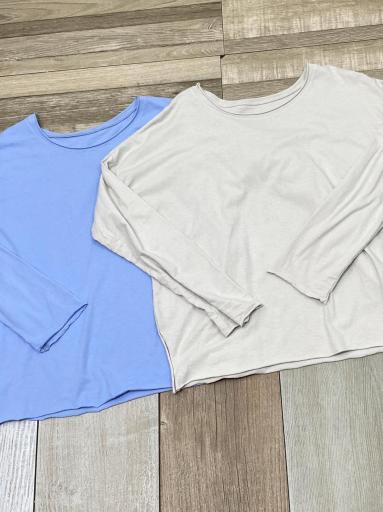 Camisetas azul y beige mujer manga larga escote redondo [3]