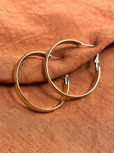 Pendientes redondos dorados elegantes de acero inoxidable para uso diario [2]