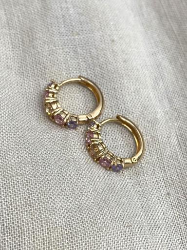 Aros de acero dorado con piedras multicolor elegantes [1]