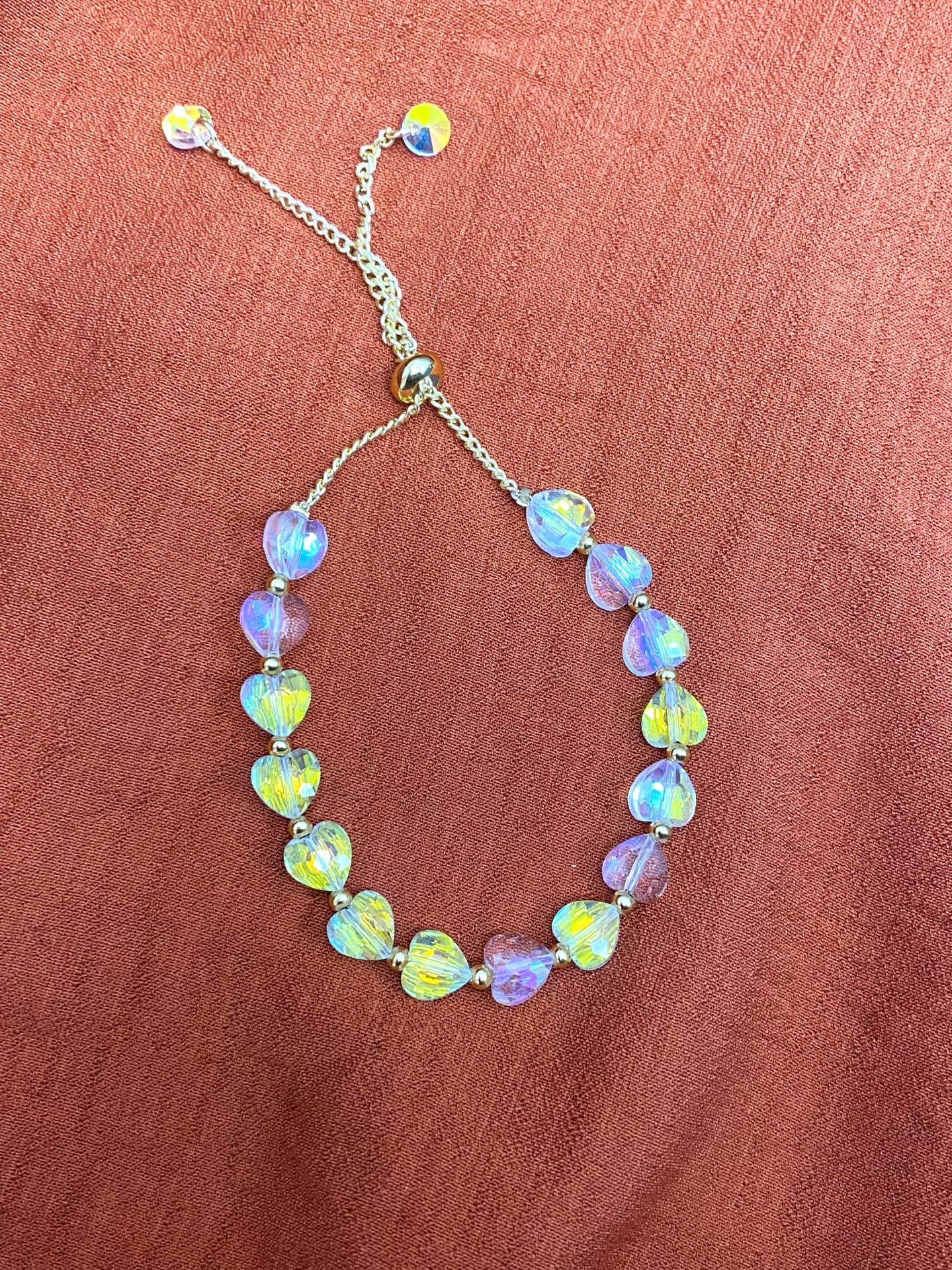Pulsera femenina de corazones holográficos en acero inoxidable