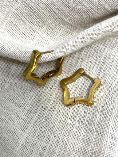 Pendientes de aro estrella de acero en color dorado [0]