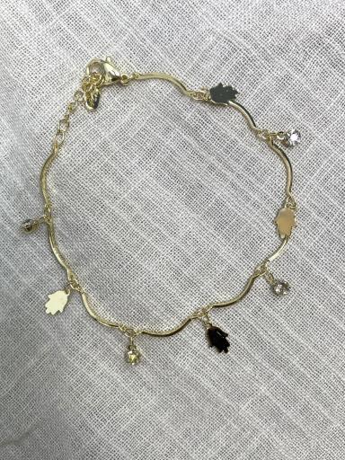 Pulsera dorada con colgantes de Mano de Fátima y brillos [0]