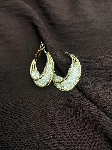 Pendientes de aro ancho dorado con textura [0]