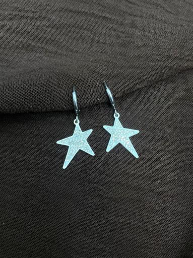 Pendientes de acero plateado con colgante de estrella [1]